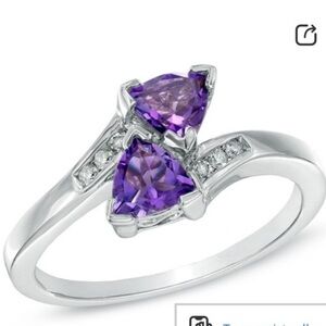 People’s Jewellers Amethyst and Diamond Accent Bypass Ring in Sterling Silver